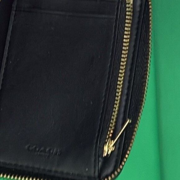 COACH Jacquard Small Zip Around Wallet In Signature Denim CP431 Black/gray Purse - Picture 7 of 10